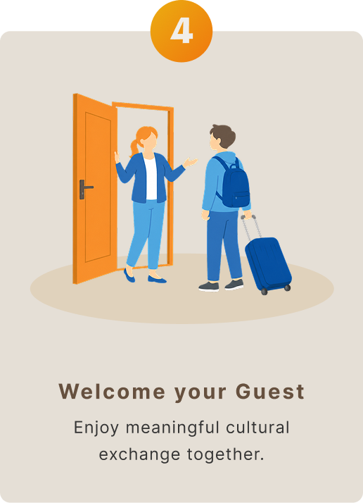 Step 4: Welcome your Guest — Enjoy meaningful cultural exchange together.